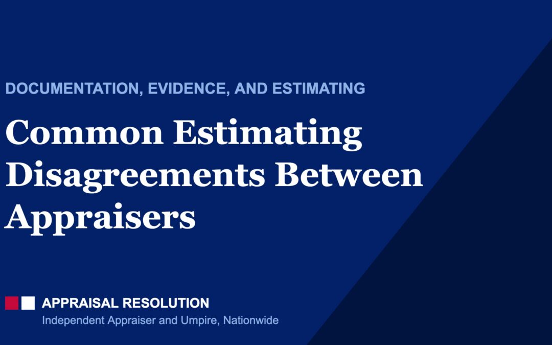 Common Estimating Disagreements Between Appraisers