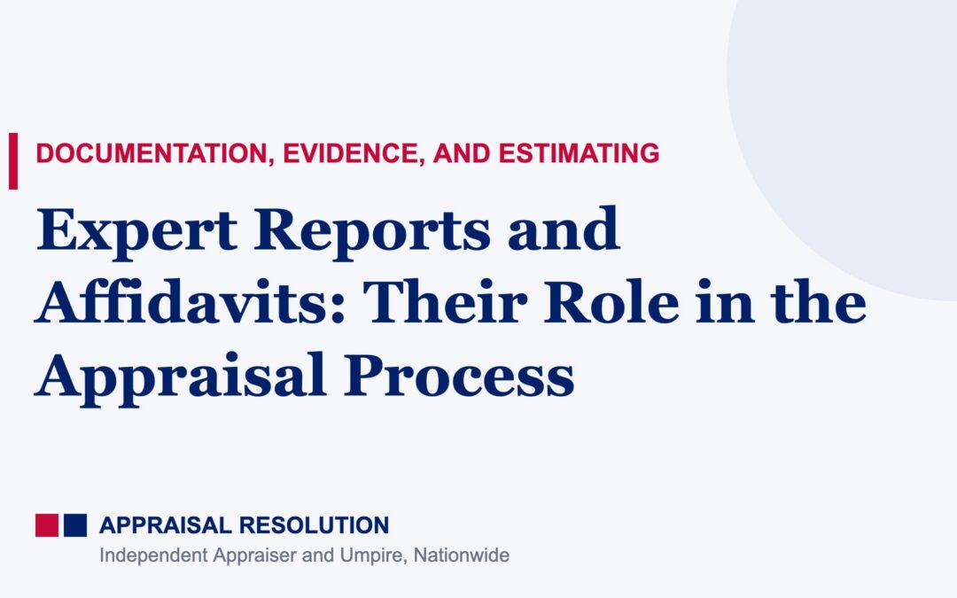 Expert Reports and Affidavits: Their Role in the Appraisal Process | Documentation, Evidence, and Estimating | Appraisal Resolution