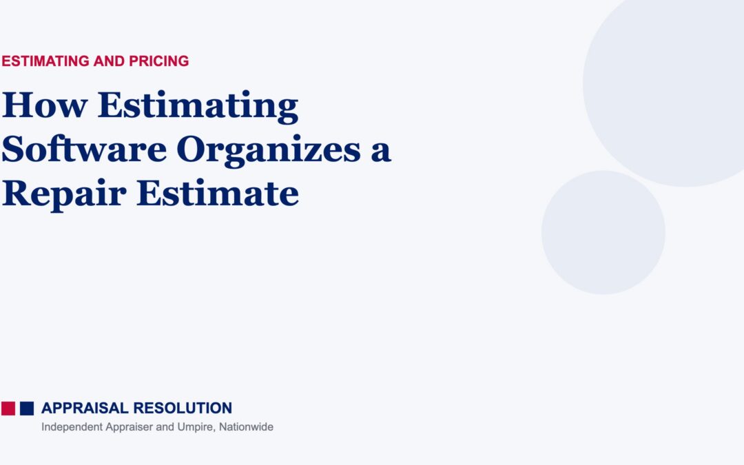 How Estimating Software Organizes a Repair Estimate