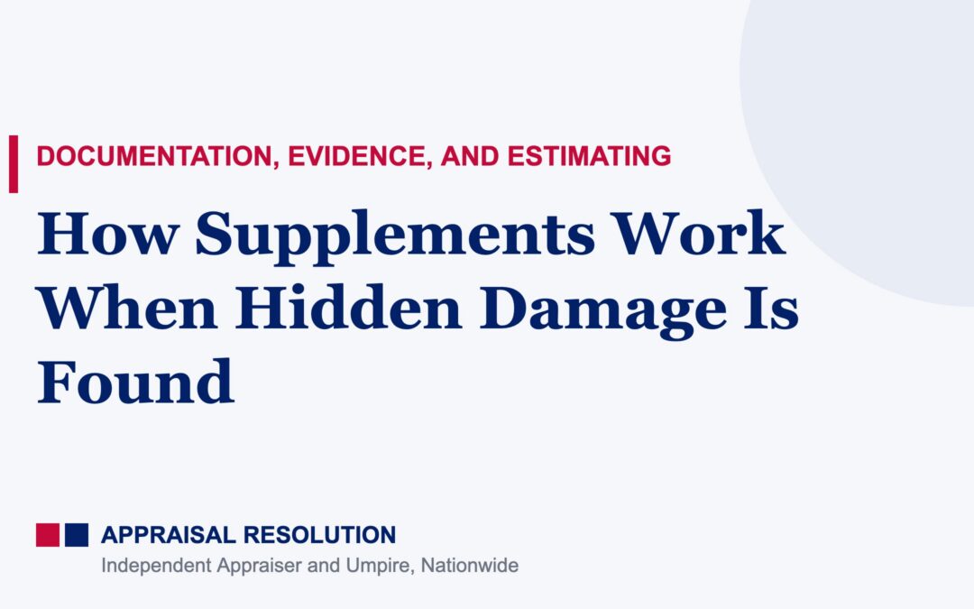 How Supplements Work When Hidden Damage Is Found | Documentation, Evidence, and Estimating | Appraisal Resolution