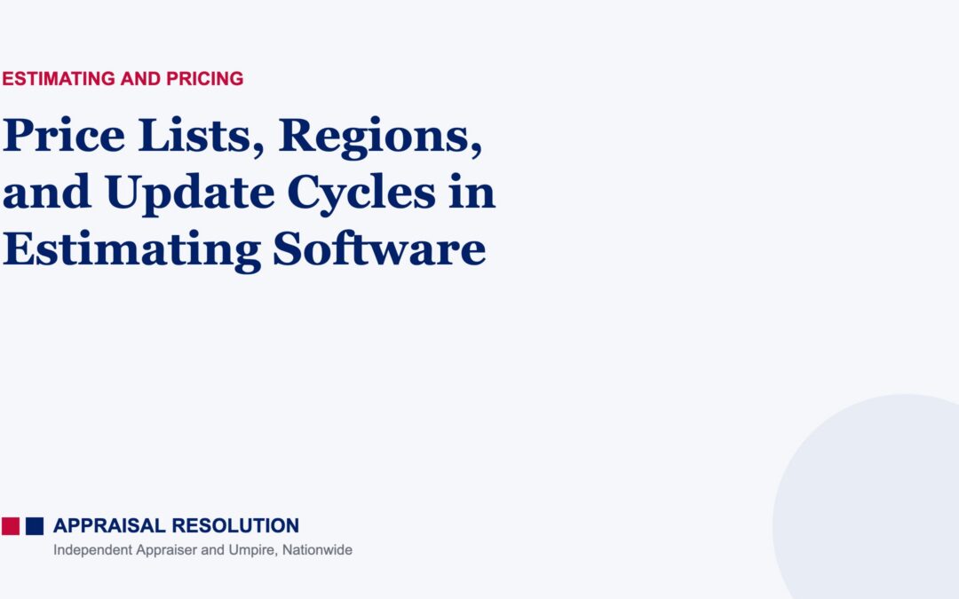 Price Lists, Regions, and Update Cycles in Estimating Software