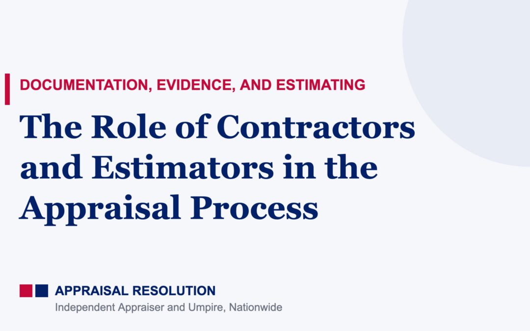 The Role of Contractors and Estimators in the Appraisal Process