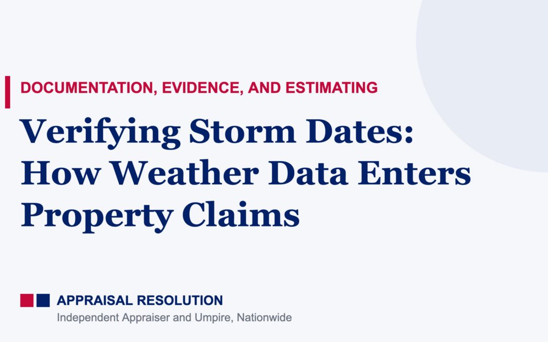 Verifying Storm Dates: How Weather Data Enters Property Claims | Documentation, Evidence, and Estimating | Appraisal Resolution