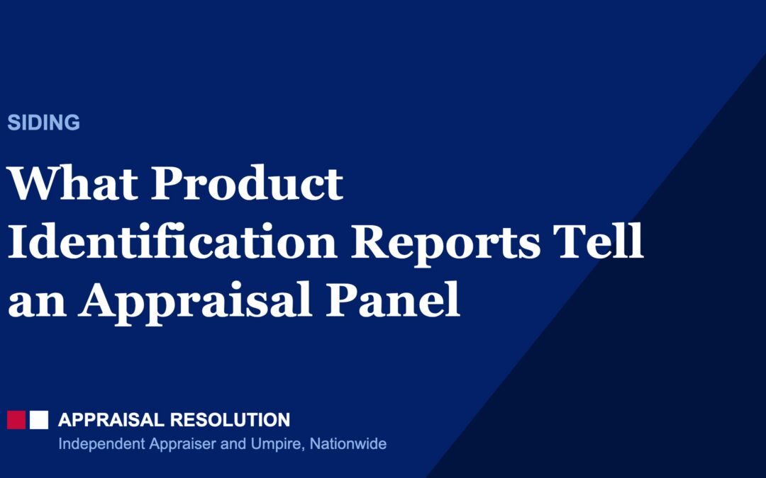 What Product Identification Reports Tell an Appraisal Panel