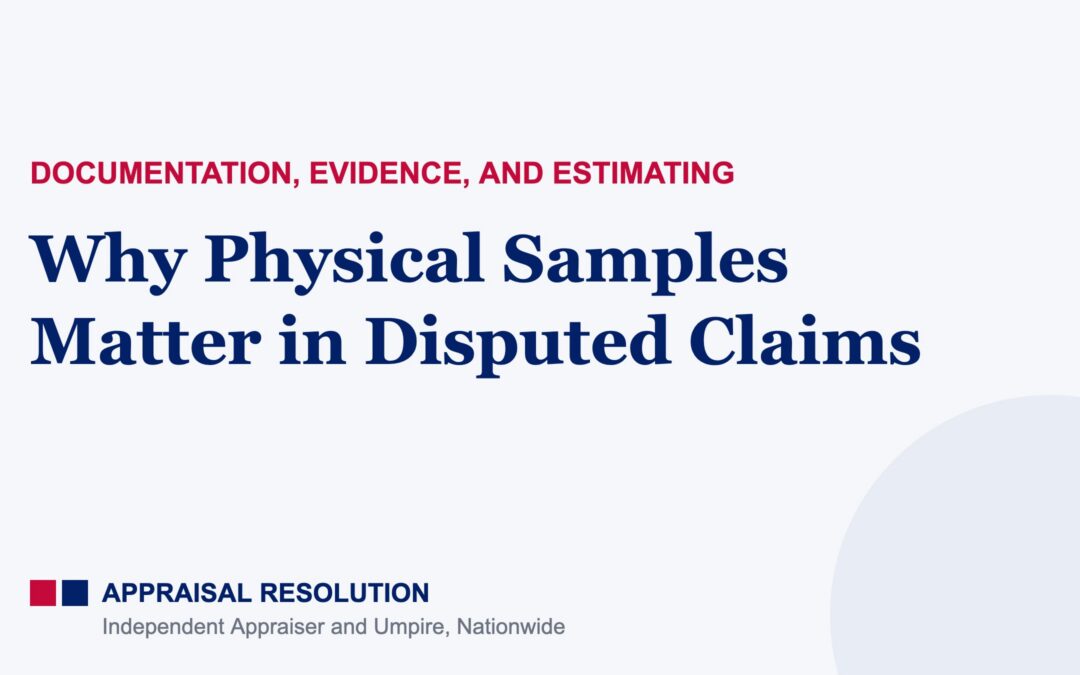 Why Physical Samples Matter in Disputed Claims | Documentation, Evidence, and Estimating | Appraisal Resolution